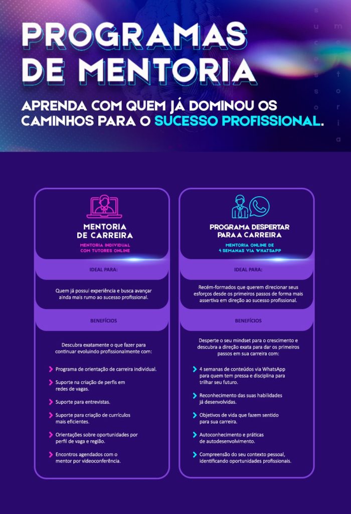 informações sobre os programas de mentoria