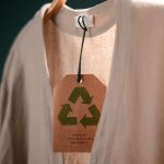 peça de roupa com etiqueta de reciclável para ilustrar texto sobre moda sustentável