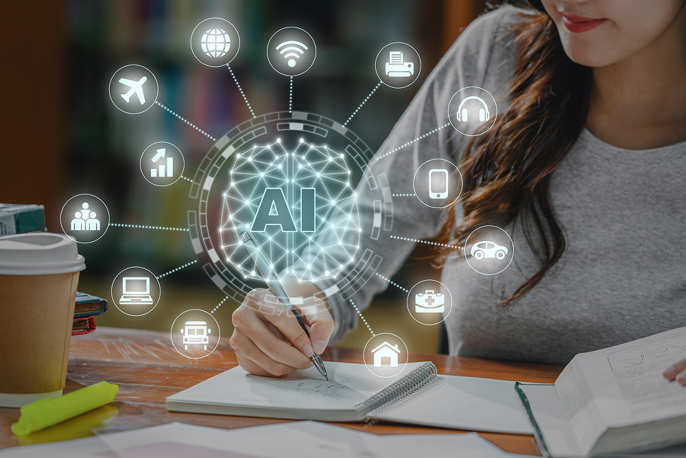 O poder da Inteligência Artificial para potencializar seus resultados 4 Mulher usando inteligência artificial para estudar.