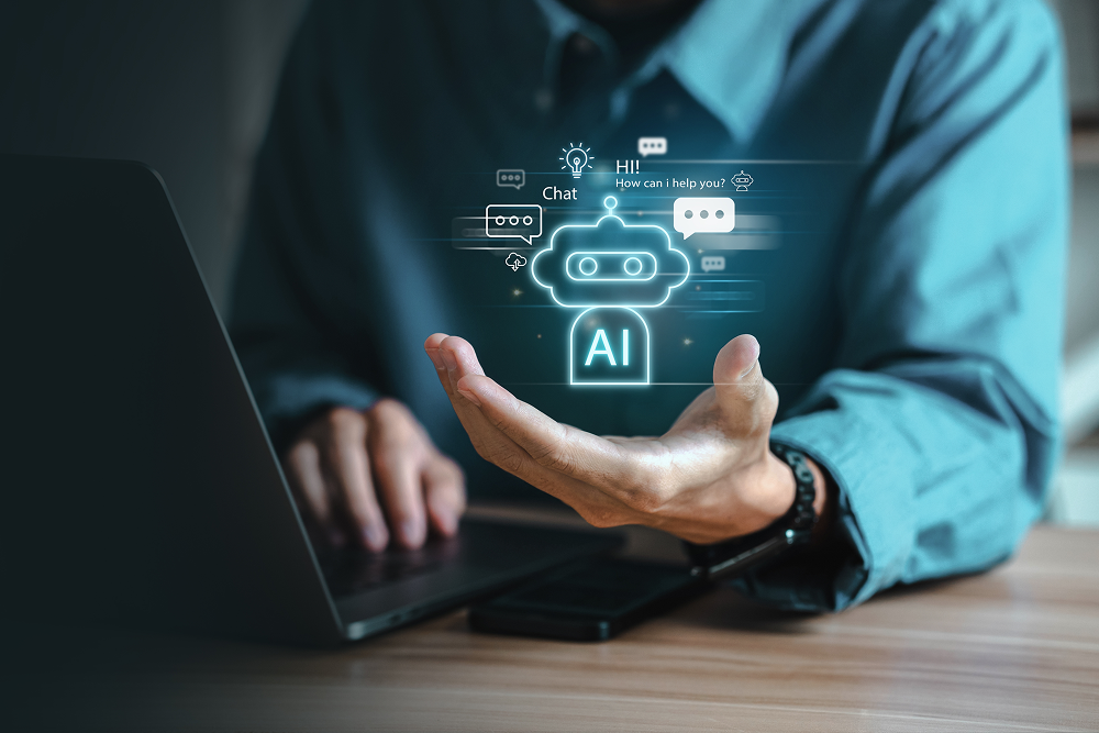 Pessoa usando inteligencia artificial no trabalho.